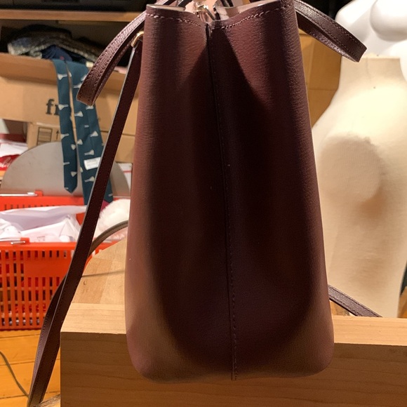 KATE SPADE HARPER CHERRY RED BURGUNDY LEATHER SATCHEL PURSE CROSSBODY STRAP - Picture 7 of 16